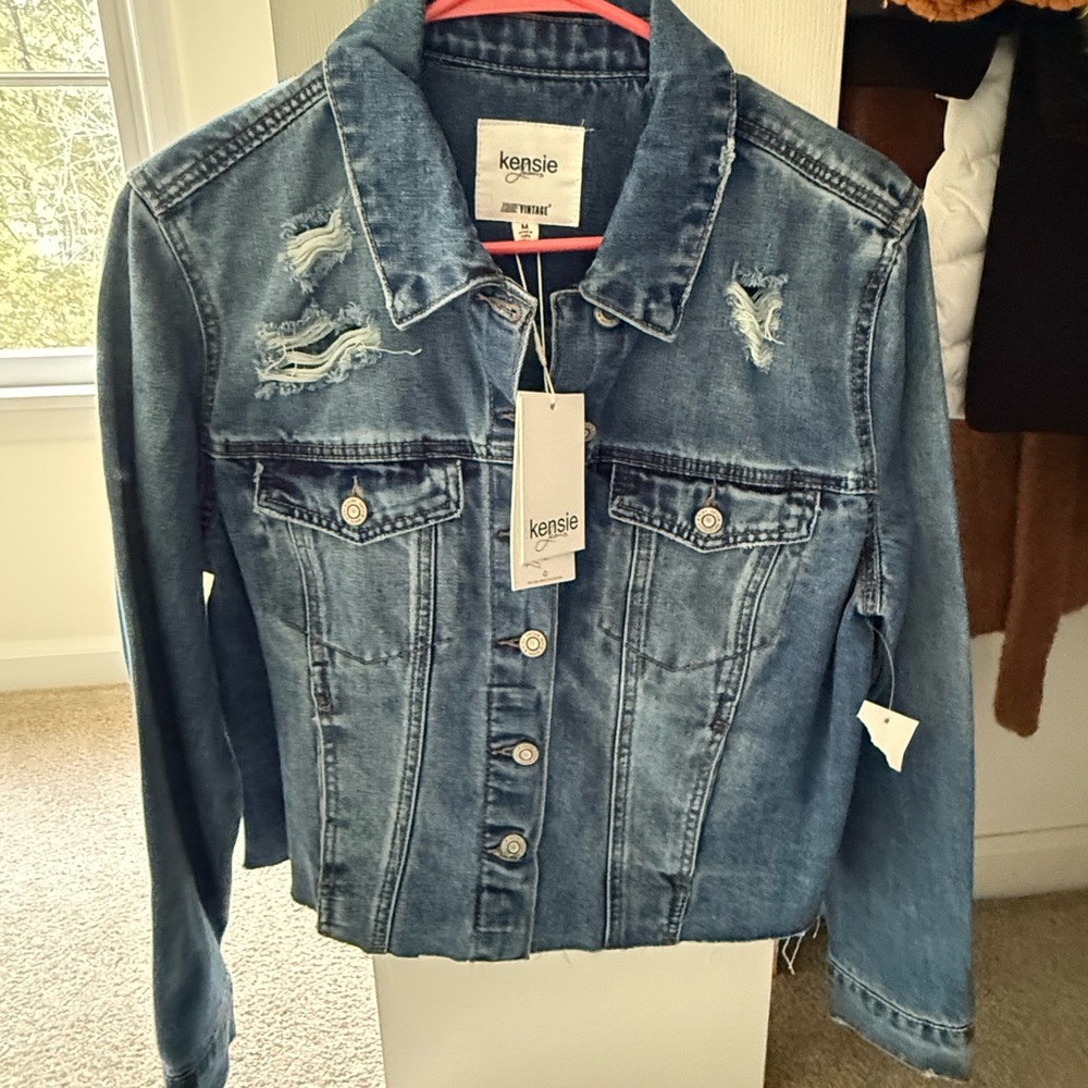 Kensie Distressed Blue Jean Jacket